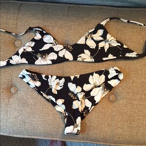 Quiksilver Black and White Floral Bikini